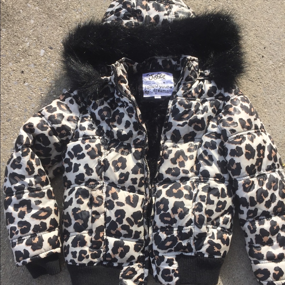 Girls size 6/7 leopard print coat